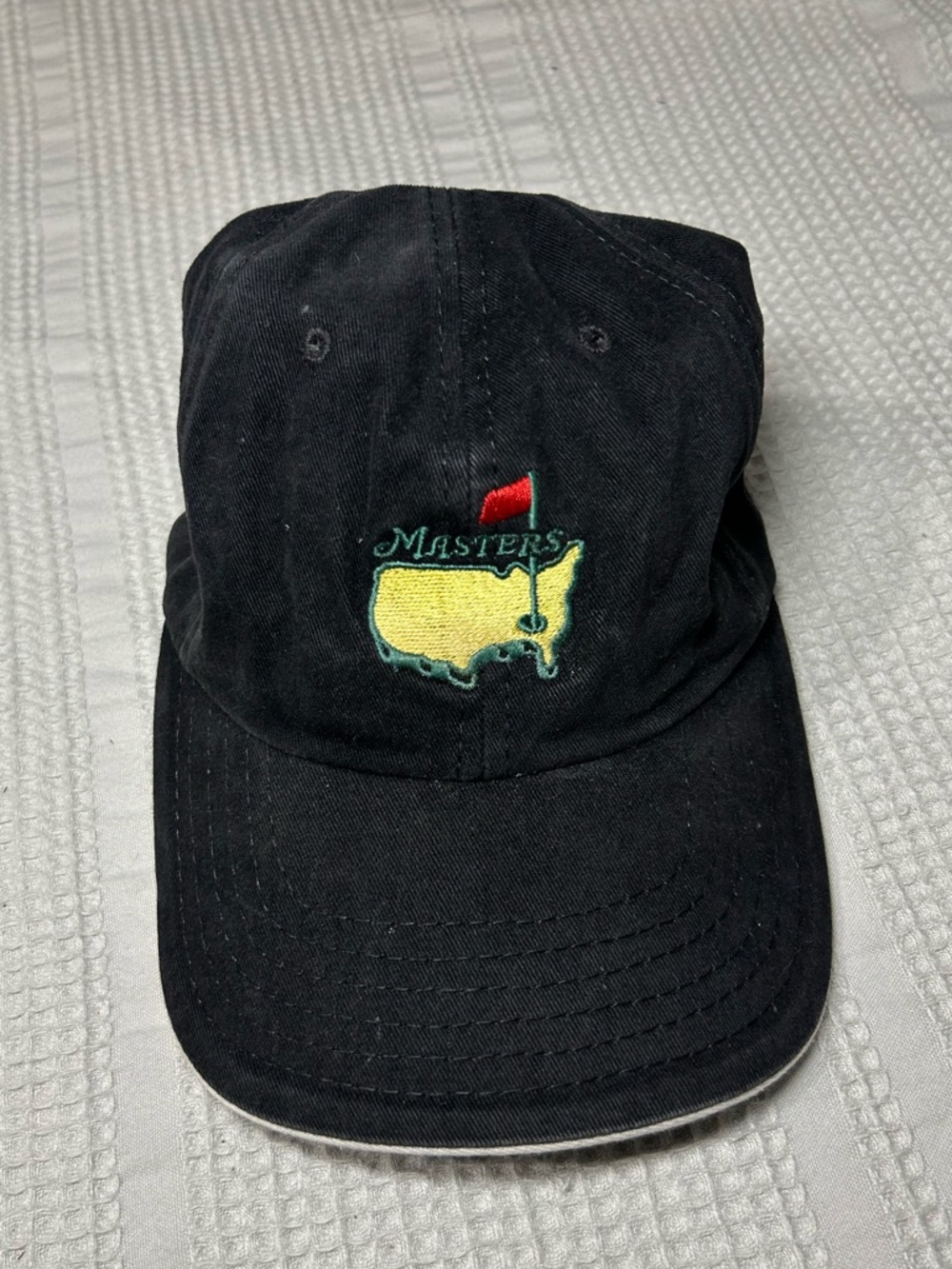 American Needle Black Masters Baseball Cap with Yellow Map & Red Flag